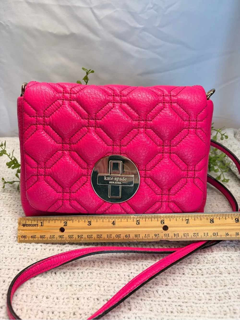 kate spade Hot Pink Quilted Leather Crossbody with gold Turnlock